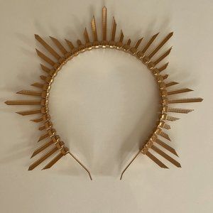 Sun headband, gold halo crown headpiece, sunburst crown